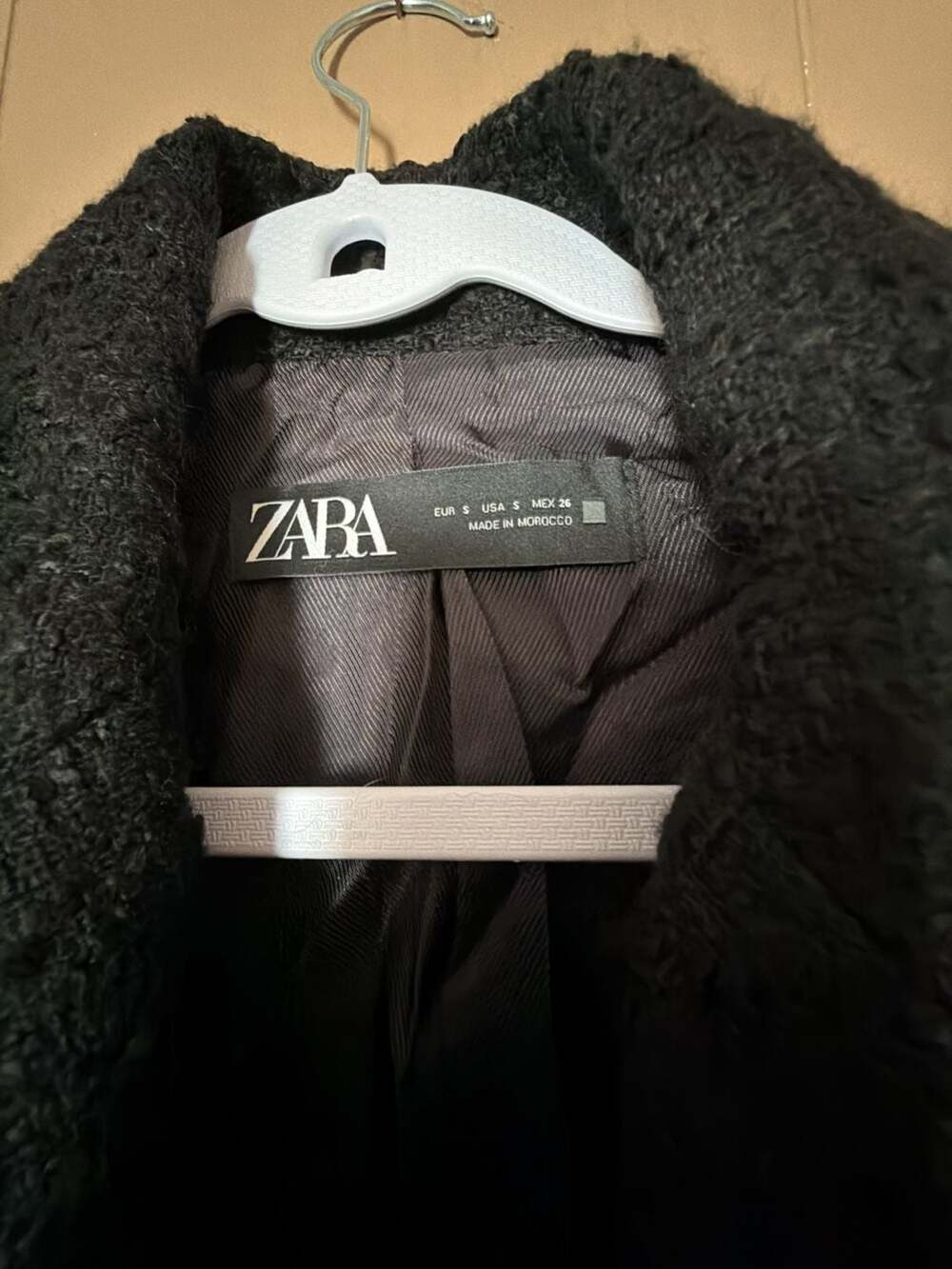 Zara Black Textured Double-Breasted Blazer Jacket Size S Ref 7822/457 - Picture 2 of 4